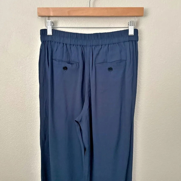 MASSIMO DUTTI | Wide-leg Trousers With Darts Pleats Navy Blue Viscose | Size 4 - Picture 5 of 8